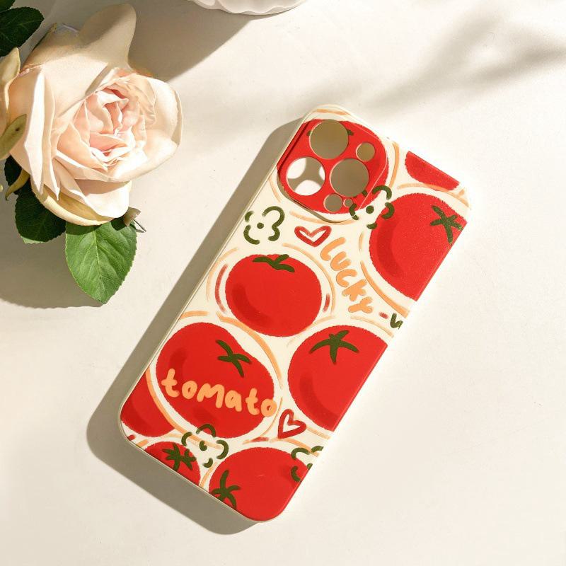 Tomato Attack iPhone 15 Pro Max Soft Silicone Case, Anti-fall, for 14 Pro, 13 Mini.