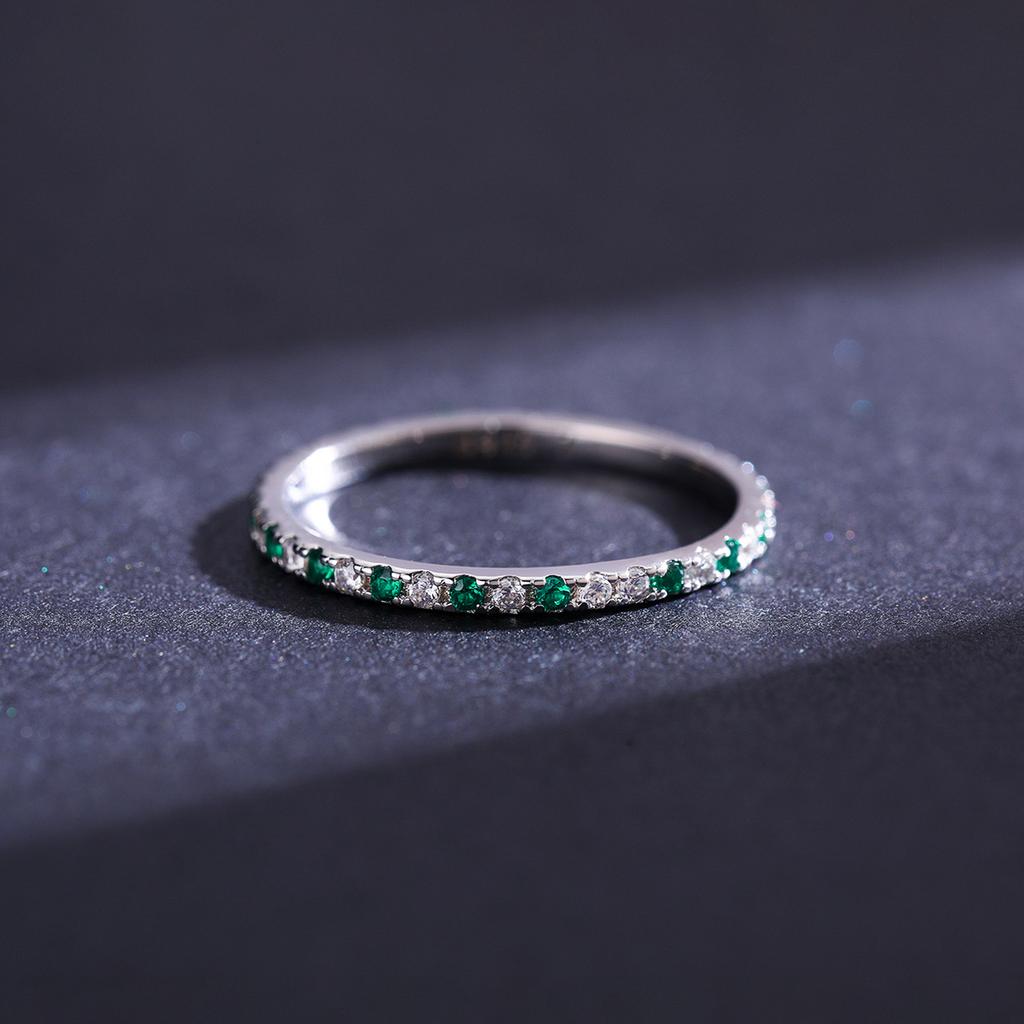 Modian Rainbow CZ Finger Rings for Women Stackable Slim 4 Wedding Engagement Band 925 Silver Fine Jewelry