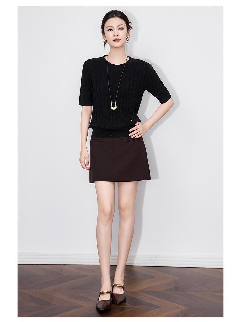 Retro Style Tencel Wool A-Line High Waist Skirt - Women's Autumn Collection