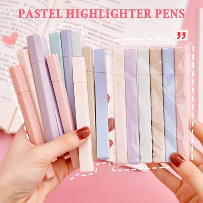 6er-Set Pastell-Textmarker für Schüler, Große Kapazität, Augenfreundliche Marker für Journaling, Notizen, Schnelltrocknend, Doppelspitze, Niedliche Schulmaterialien