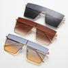 Metal Square Sunglasses Women  Luxury Brand Fashion Large Frame Sun Glasses For Men Retro Gradient Eyeglasses