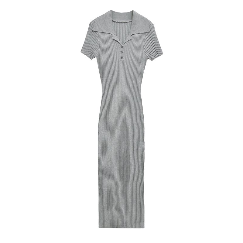 Kaslead New Arrival Women's Clothing Fashion Style Fashion Simple and Thin Rib Knitting Length Dress 3471104