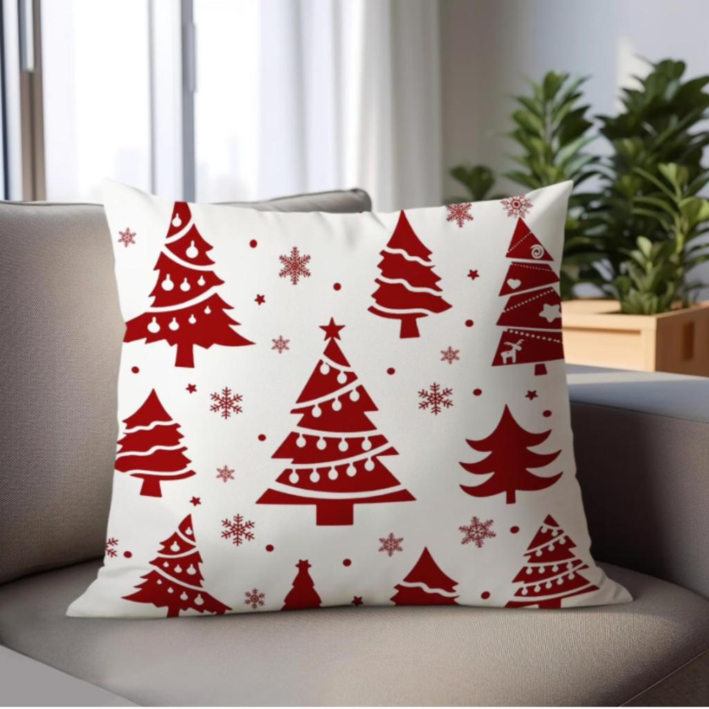 Christmas Decoration Sofa Throw Pillow Cover Deer Snowflake Christmas Tree Linen Interior Decoration Pillow Suitable For Living Room Bedroom