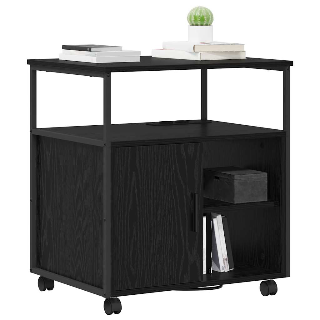 Cabinet with Charging Station Black Oak Effect 61 x 46 x 67 cm