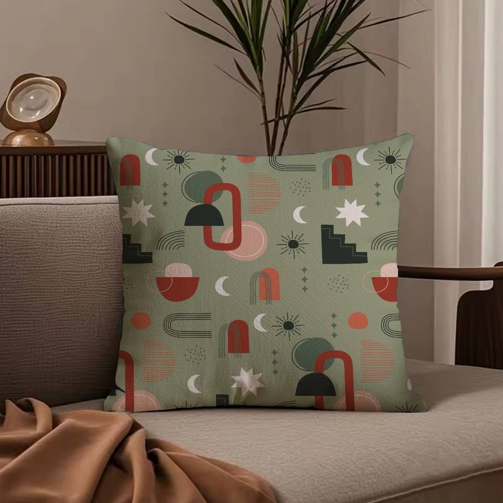 Boho Plant Nordic Pillow Case Anti-dustmite Pillowcase Invisible zipper silky short plush Sofa cushion cover