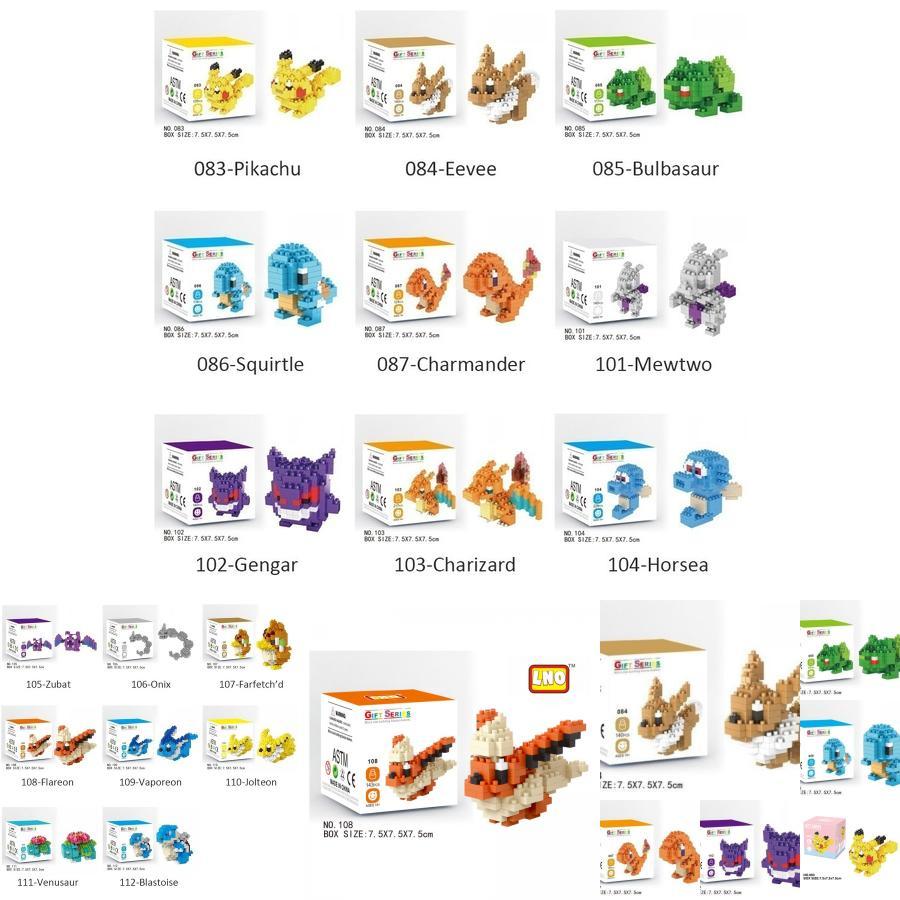 Pokemon Diy Building Blocks Figures Set Pikachu Plastic Toy Model Kids Gift