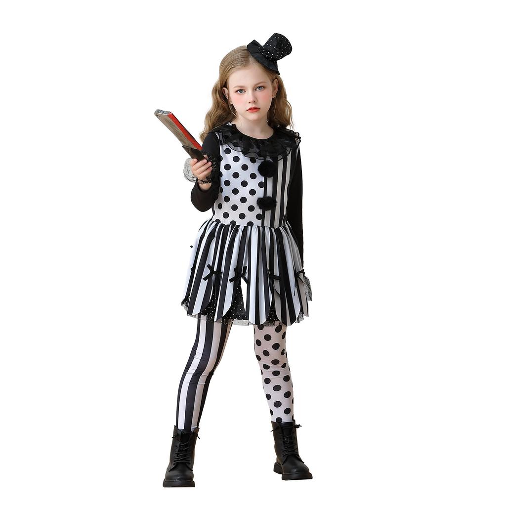 Costumi per bambini di Halloween costume da clown festa circense vestito da mago vestito per bambine spettacolo di carnevale
