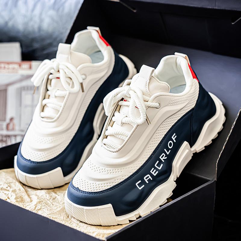 

Shoes for Men High Quality Platform Sneakers Breathable Mesh Leather Mens Shoes Casual Thick Sole Sports Shoes Zapatillas Hombre 39