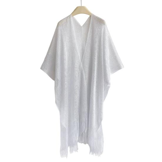 Cover Up Cardigan Metallic Mesh Women Beach Cover Up with Metallic Mesh Fringe Lightweight Breathable Swimsuit Cover