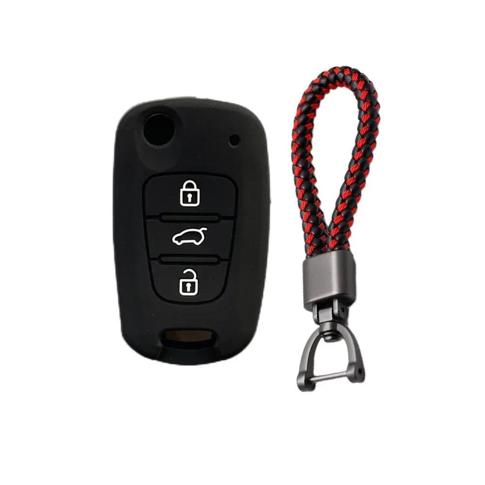 For Hyundai Elantra Accent I20 I30 Ix20 Ix35 Kia Sportage Rio3 Soul Optima Ceed Pro K5 K2 Silicone Car Key Case Cover Keychain