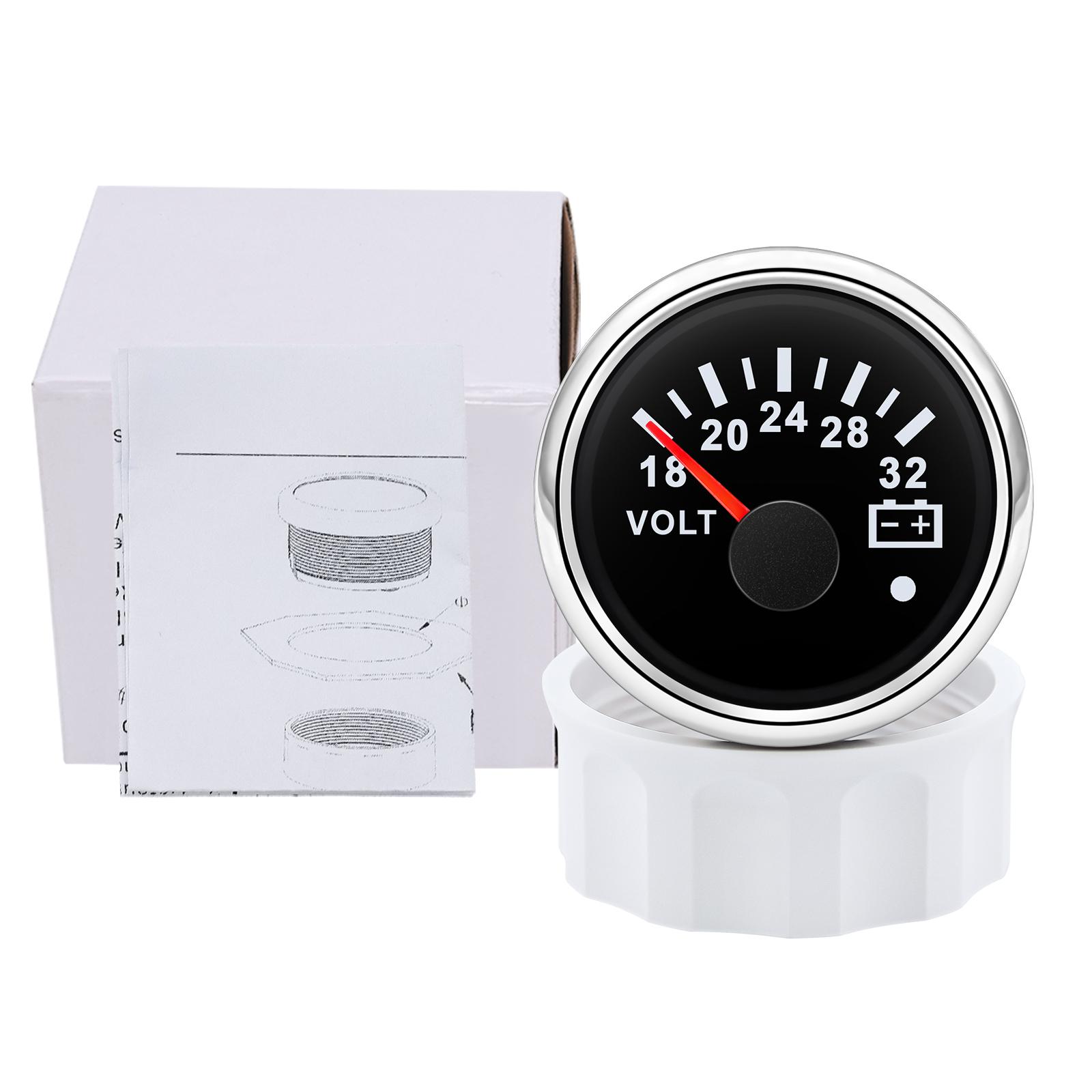 

52mm Voltmeter 8-16V 18-32V Voltage Gauge With Alarm Light For Car Marine Boat 7 Color Backlight Volts Meter Waterproof Gauge