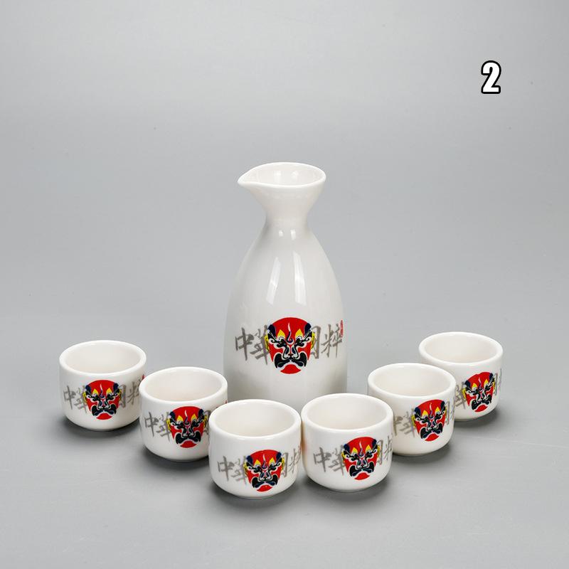 7pcs Japanese Style Sake Wine Warm Chinese Wine Set Ceramic Sake Japan Porcelain Vintage Ceramic Pot Flagon Liquor Spirits Cups