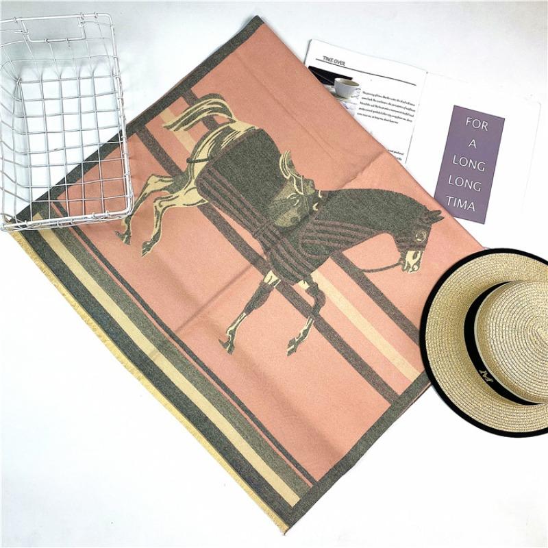 Autumn new imitation cashmere women's scarf, winter long jacquard horse double-sided warm and cold shawl