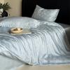 Light Luxury Lenzing Tencel Four-Piece Set, Summer Lyocell Jacquard Flower Quilt Cover, Ice Silk Nude Single Three-Piece Set