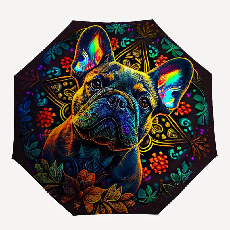 

1pc Bulldog Mandala Automatic Open/Close Umbrella with Folding feature Compact Travel Umbrella, Lightweight design, for Commuting, Business128