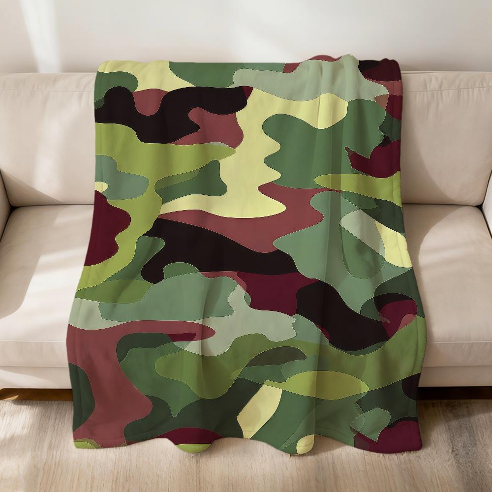 Modny retro kolorowy kamuflaż sztuka flanela miękki ciepły pluszowy koc sofa salon zwierzę domowe sypialnia prezent dom samochód przenośny