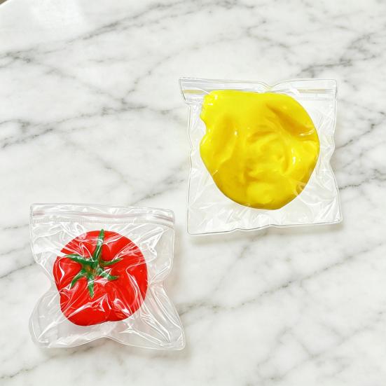 Shapeable Tomato Squeeze Toy Slow Rebound Anxiety Relief Lemon Sensory Toy Soft Stretchy Simulated Fruit Vegetable Fidget Toy