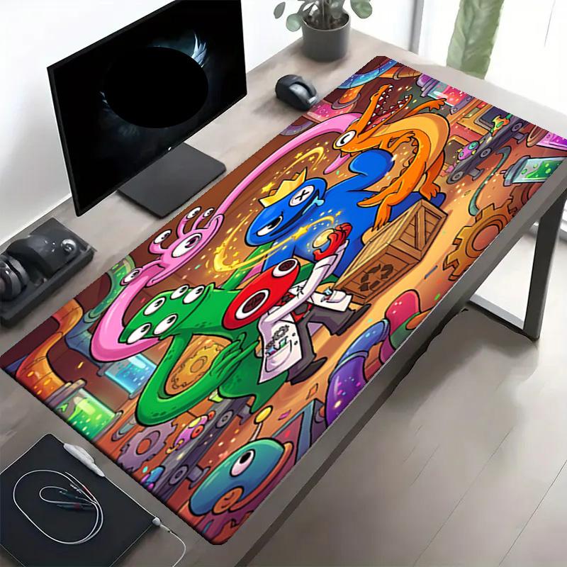 Game Rainbow Friends Print Mouse Pad, Anti‑Slip Desktop Keyboard Mat, for PC Laptop Gaming Working Daily Use, Cool Festival Surprise Gift