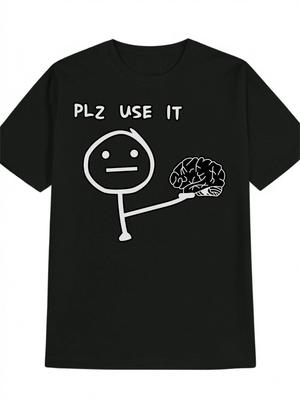 Herren Freizeit-Rundhals-T-Shirt mit "PLZ USE IT" Aufdruck