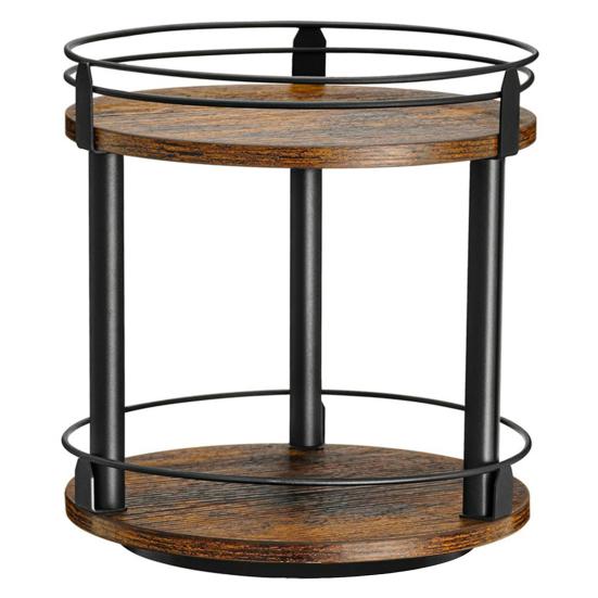 

Органайзер для хранения специй, вращающийся на 360 градусов, легкий доступ, двухъярусный поворотный столик для специй, компактный держатель для специй коричневый