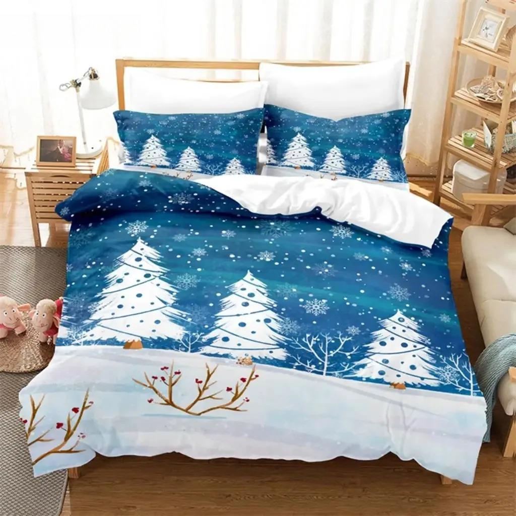 Christmas Snowman, Tree Bedding Set Duvet Cover Set 3d Bedding Digital Printing Bed Linen Queen Size Bedding Set Fashion Design
