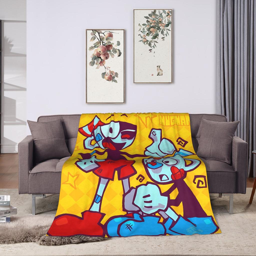 Cupheads & Mugmans Blanket Quality Super Warm Cartoon Throw Blanket Winter Girls Boys Couch Bed Street Trend Bedspread