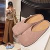 Fashion Baotou semi-topless women's 2025 Spring and autumn new versatile and simple one-foot comfortable Muller square toe flat shoes