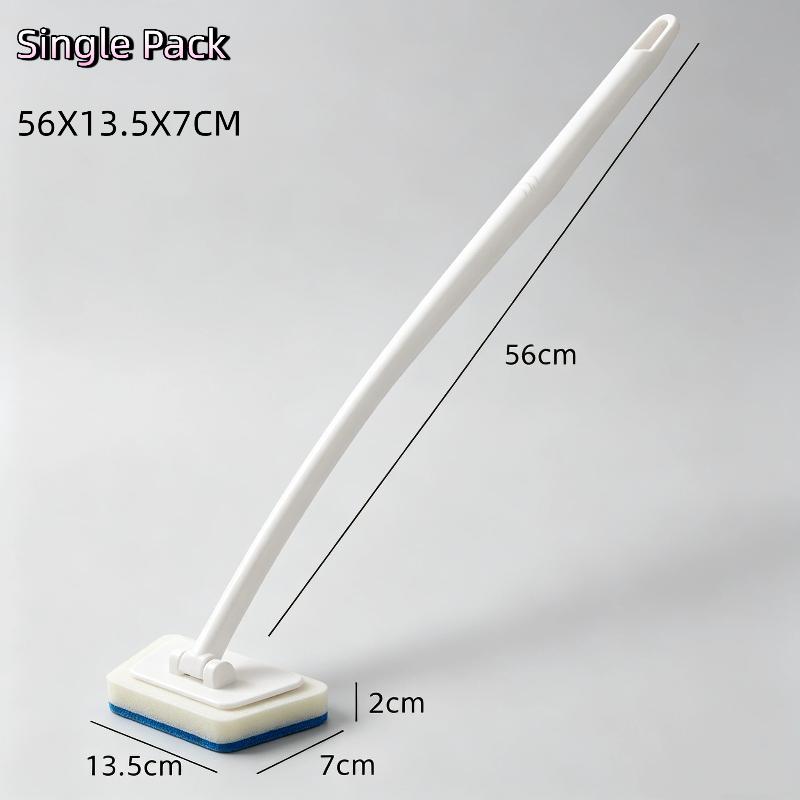 Long Handle Bathroom Cleaning Brush With Soft Scratch Free Scrub Pad For Bathtub Tile Sink Cleaning