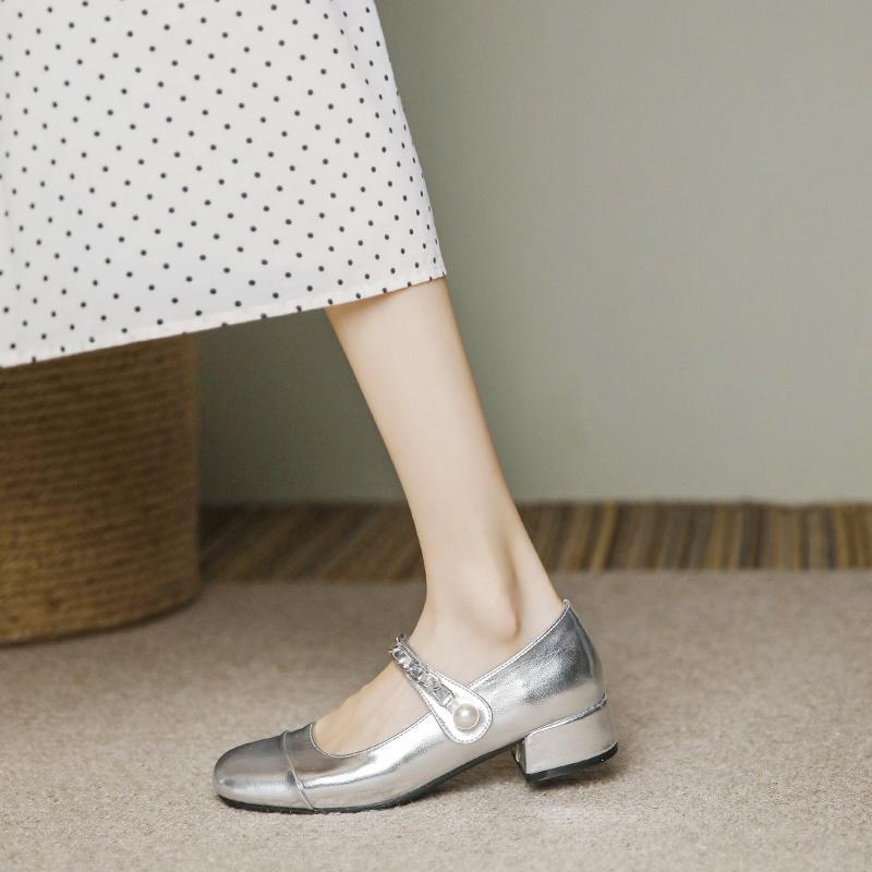Scarpe a tacco alto singole da donna nuove primavera e autunno 2025 Xiaoxiang stile francese da sera con gonna Scarpe a tacco alto singole da donna Maggie Jane