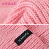 SOMALER Strickmütze aus Wollmischung für Damen, grob gestrickte Wintermützen mit schwarzem Logo, Manschettenmütze, dehnbare Skimütze