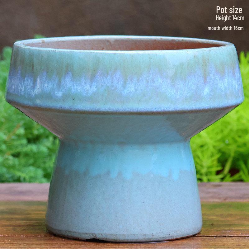Handmade Large Coarse Pottery Succulent Flower Pot – Round Purple Sand Ceramic Planter