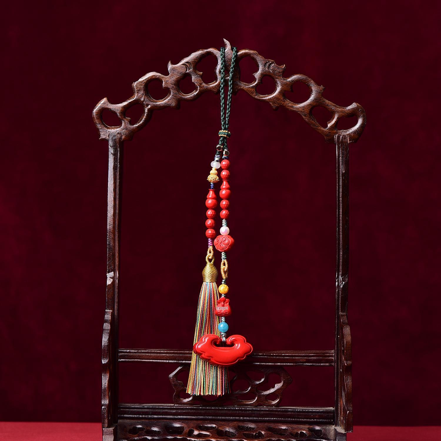 Car-Specific Ruyi Fu Lock Cinnabar Pendant Ornament High Content Cinnabar