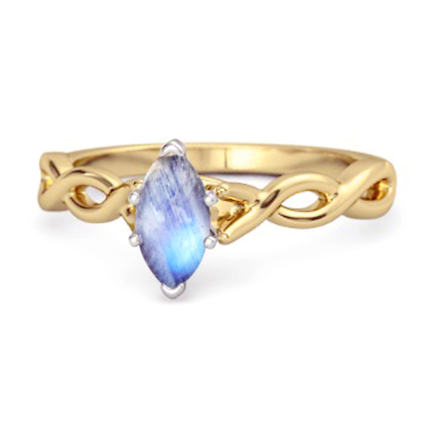 Кольцо с лунным камнем маркиз - Серебро 925 пробы, позолота 12