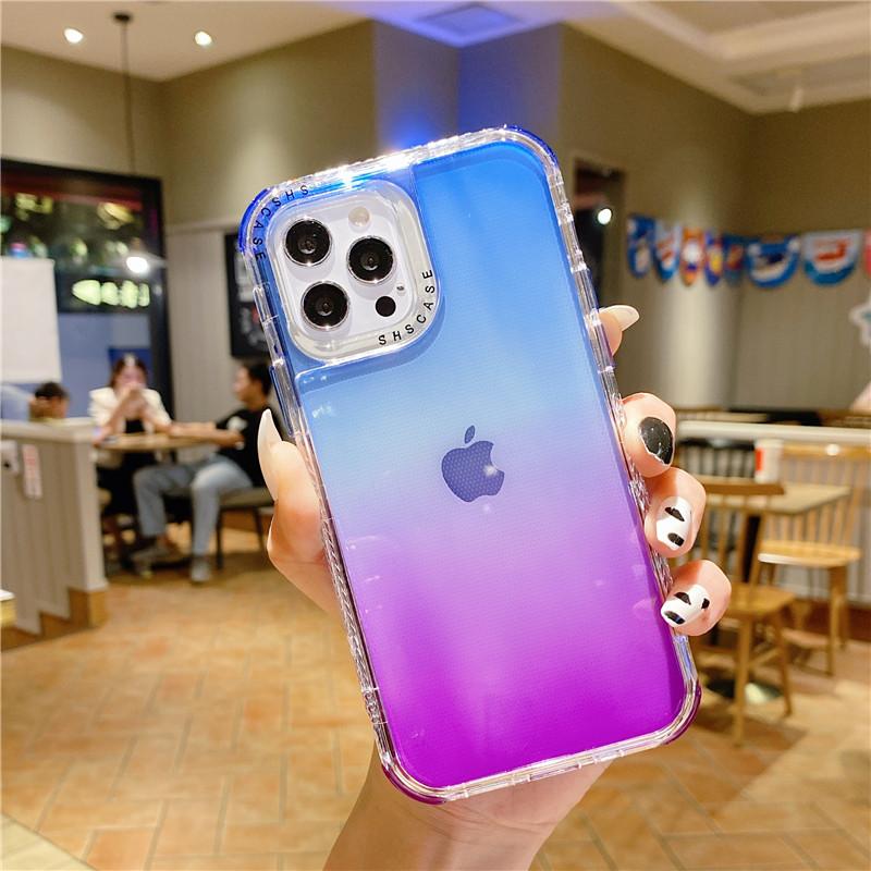 Θήκη Τηλεφώνου Διπλής Στρώσης με Ντεγκραντέ και Αντικραδασμικό Προφυλακτήρα Για Iphone 11 Pro Max 14pro 13 12 Pro Διαφανές Μαλακό Κάλυμμα Για Iphone 11 12