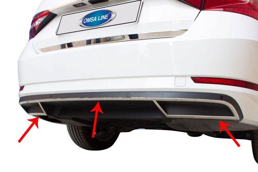 

Bumper end caps OmsaLine (3 pcs, stainless) for Skoda Superb 2015-2024