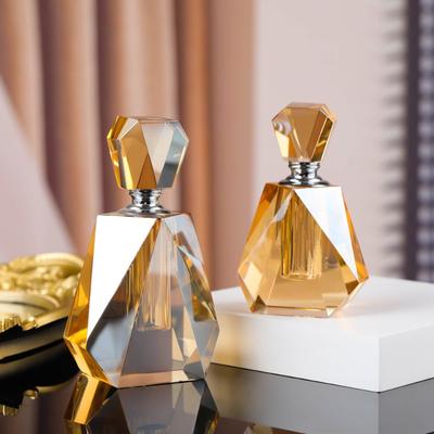 14-17ml Vintage Diamond Perfume Bottle Home Decoration Large Capacity Amber Crystal Glass Perfume Bottle Gift Tabletop Decor
