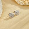 New Fashion Shiny Zirconia Inlaid Rose-shaped Stud Earrings Women's Trend Luxury Copper Earrings Birthday Party Jewellery Gifts