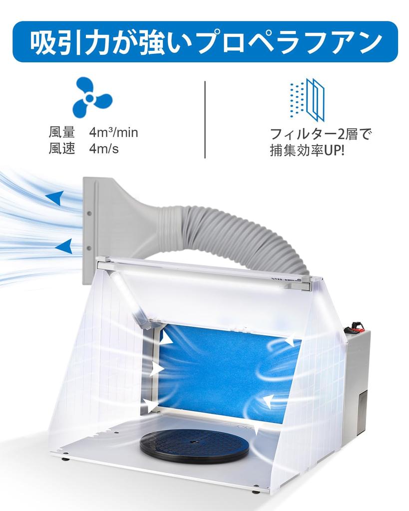 Anesty Paint Booth Spray Booth LED Lighting with 2 Switch Modes, LED Only Light, Includes Extension Duct Hose and Replacement Filter
