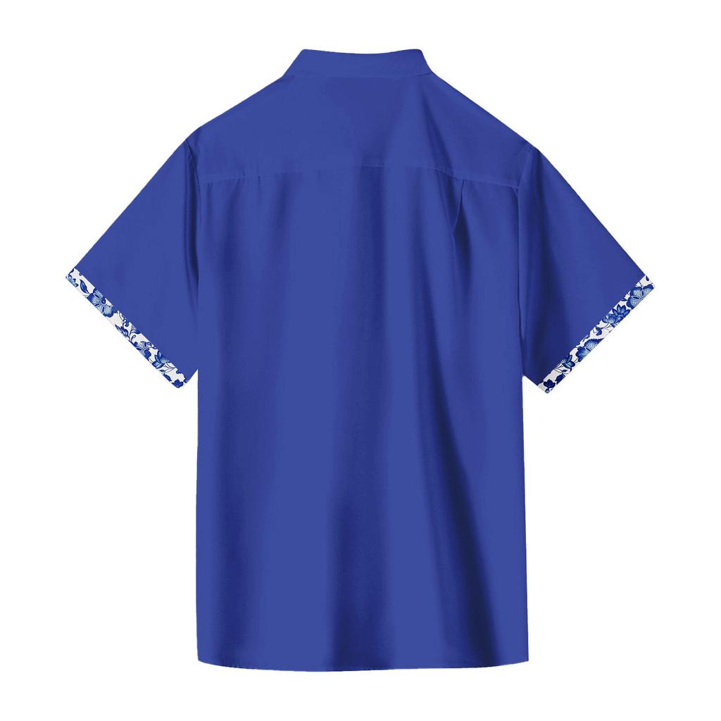 Pánská vintage letní plážová košile s krátkým rukávem na knoflíky na bowling