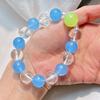 12Mm Vintage Blue Quartz Rock Natural White Crystal Design Bracelet Bracelet