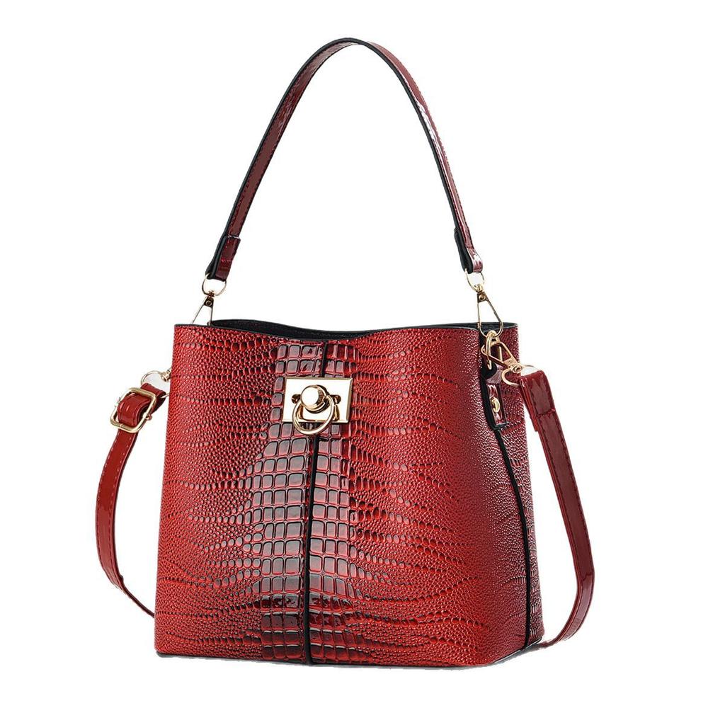 Bucket Bag, Crocodile Pattern Handbag, Quality Shoulder Bag, Women's Bag.