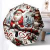 1pc Christmas Wreath with Santa Claus - Automatic Folding Umbrella, Portable 3-Fold Design, 8-Bone Iron Frame Outdoor Umbrella, Festive Gift for Fans,