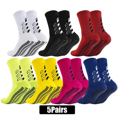 5Pairs Men Women Non Slip Grip Socks Exceptional for Rugby Football Basketball with Odor Resistance