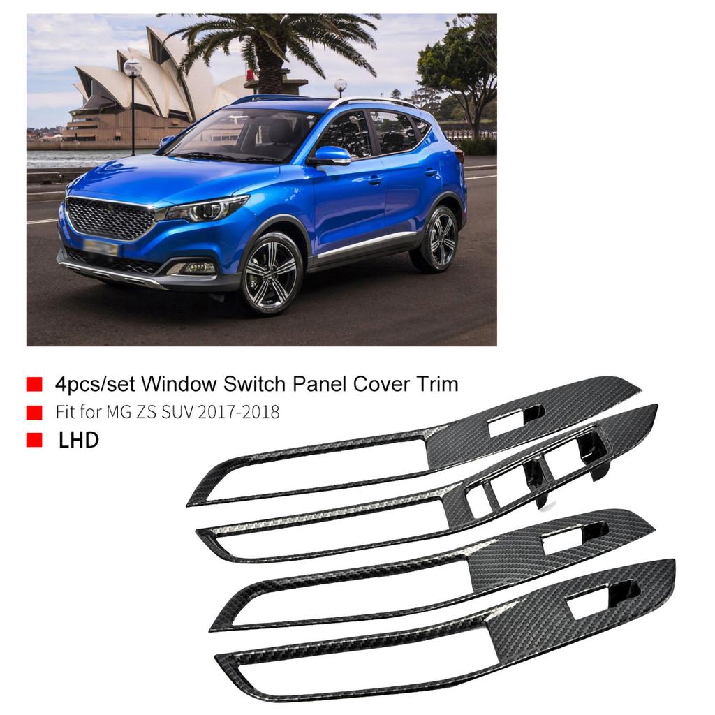 4pcs set Window Switch Panel Cover Trim Decorative Sticker for MG ZS 2017‑2018 Carbon Fiber