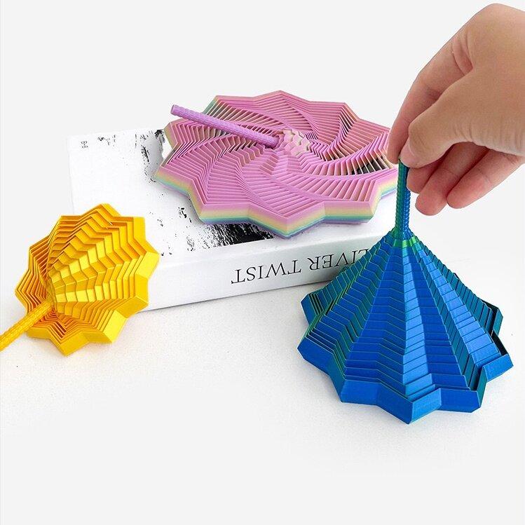 3D Printed Carrot Tower Decompression Toy for Children's Puzzle with Handle Spiral Desktop Star Shaped Expanded Sensory Toy