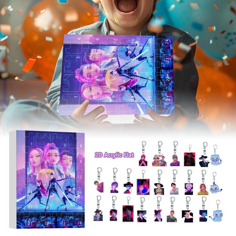 Kpop Vânătorii de Demoni Calendar de Advent Cutie Oarbă Calendar Numărătoare Inversă Cu 24 Jucării Brelocuri Cadouri Pungă Pandantiv Joc Amuzant Obiecte de Colecție