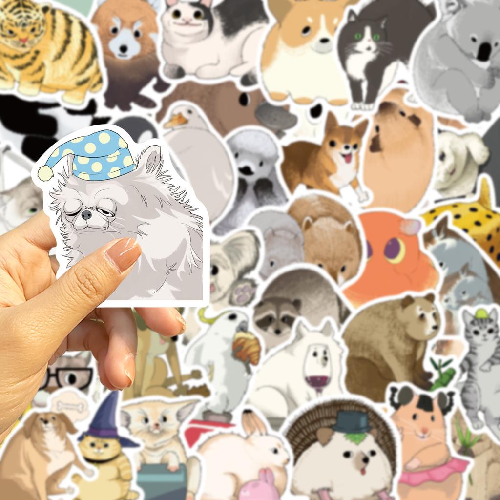 50 Hand-drawn Cartoon Elements Animal Doodle Stickers Decorative Guitar Notebook Suitcase DIY