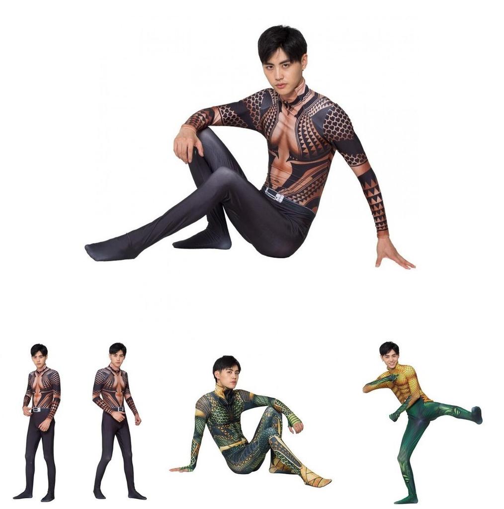 Aquaman Arthur Curry Cosplay Kostüm Bodysuit Perfekt für Halloween Cosplay**