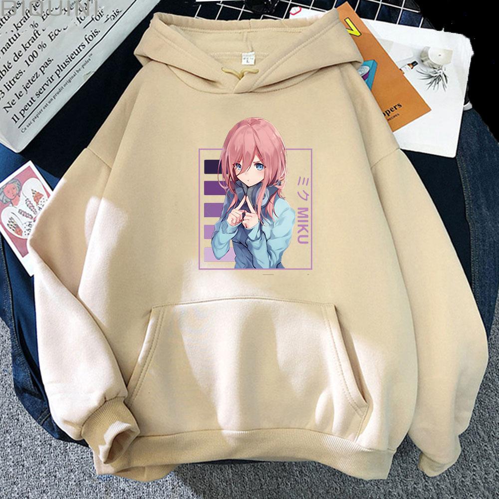 Hot Anime The Quintessential Quintuplets Nakano Miku Print Hooded Men Women Aesthetic Hoodies Harajuku Male Plus Size Sweatshirt