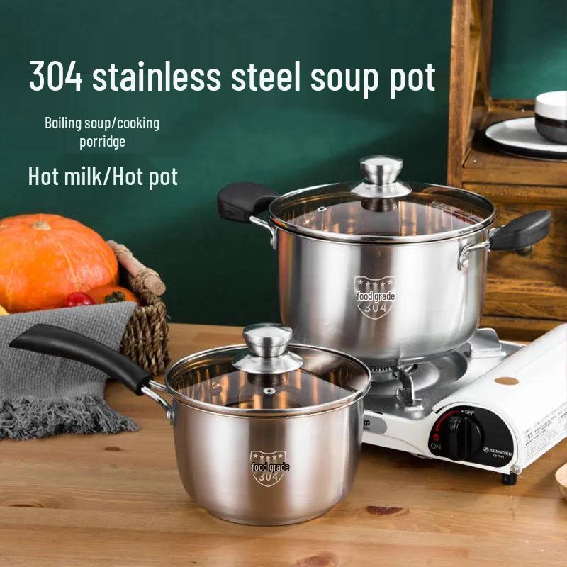 304 Stainless Steel Multi-Purpose Cookware: Soup, Milk, Baby Food, Porridge, and Hot Pot for Gas and Induction Stoves.